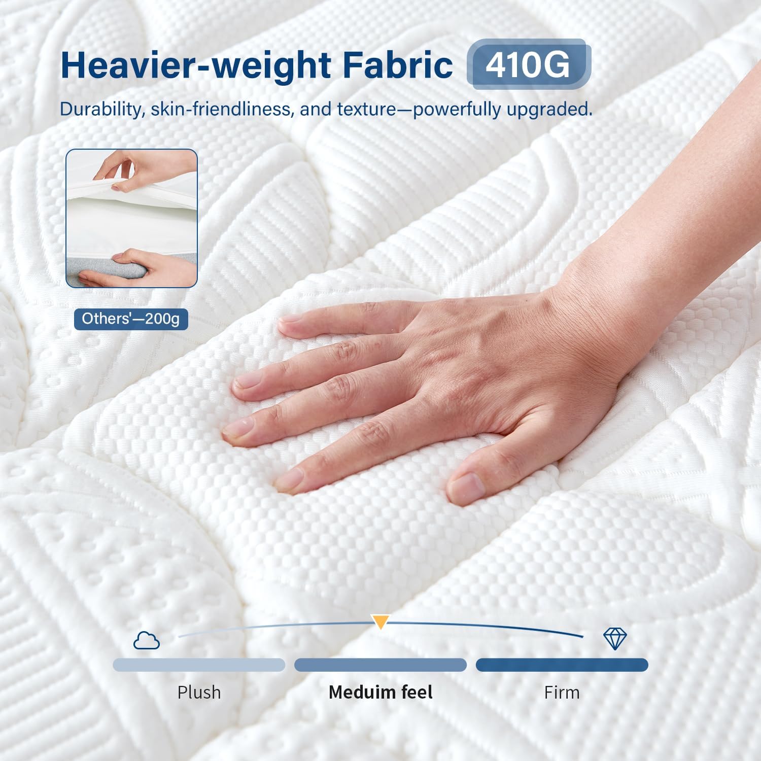 Thumbnail 2 de slily 12 Inch 4ft6 Double Hybrid Pocket Sprung Memory Foam Mattress (7-Zone, 30cm deep) for back support