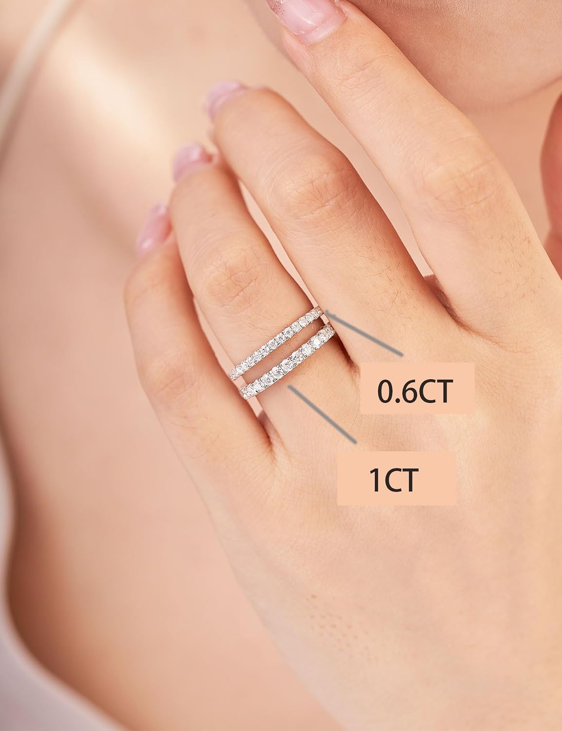 Detalle de IMOLOVE Moissanite Wedding Band in 925 Sterling Silver
