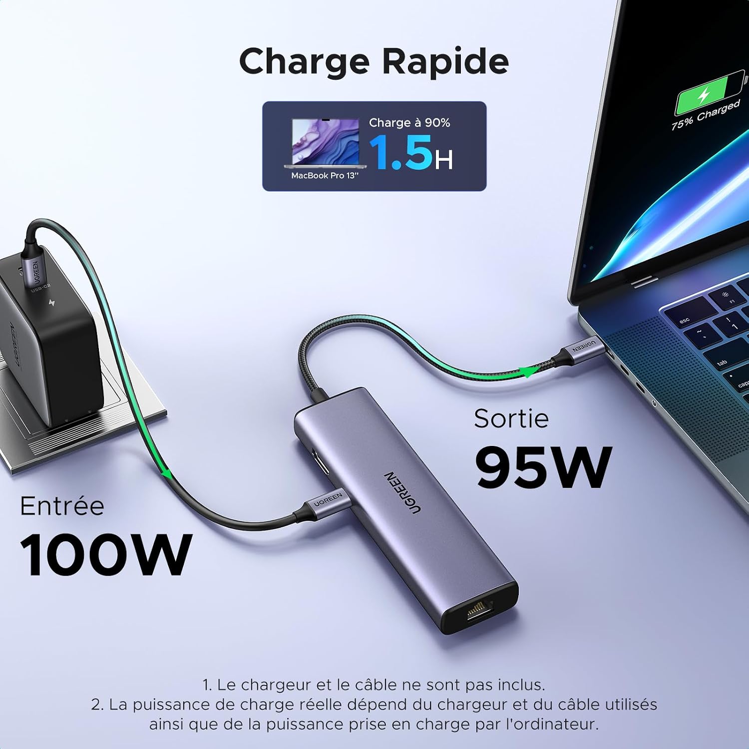 Thumbnail 4 de UGREEN Revodok 1061 Hub USB C 6 en 1 – Ethernet Gigabit, HDMI 4K, PD 100W et 3 USB 3.0