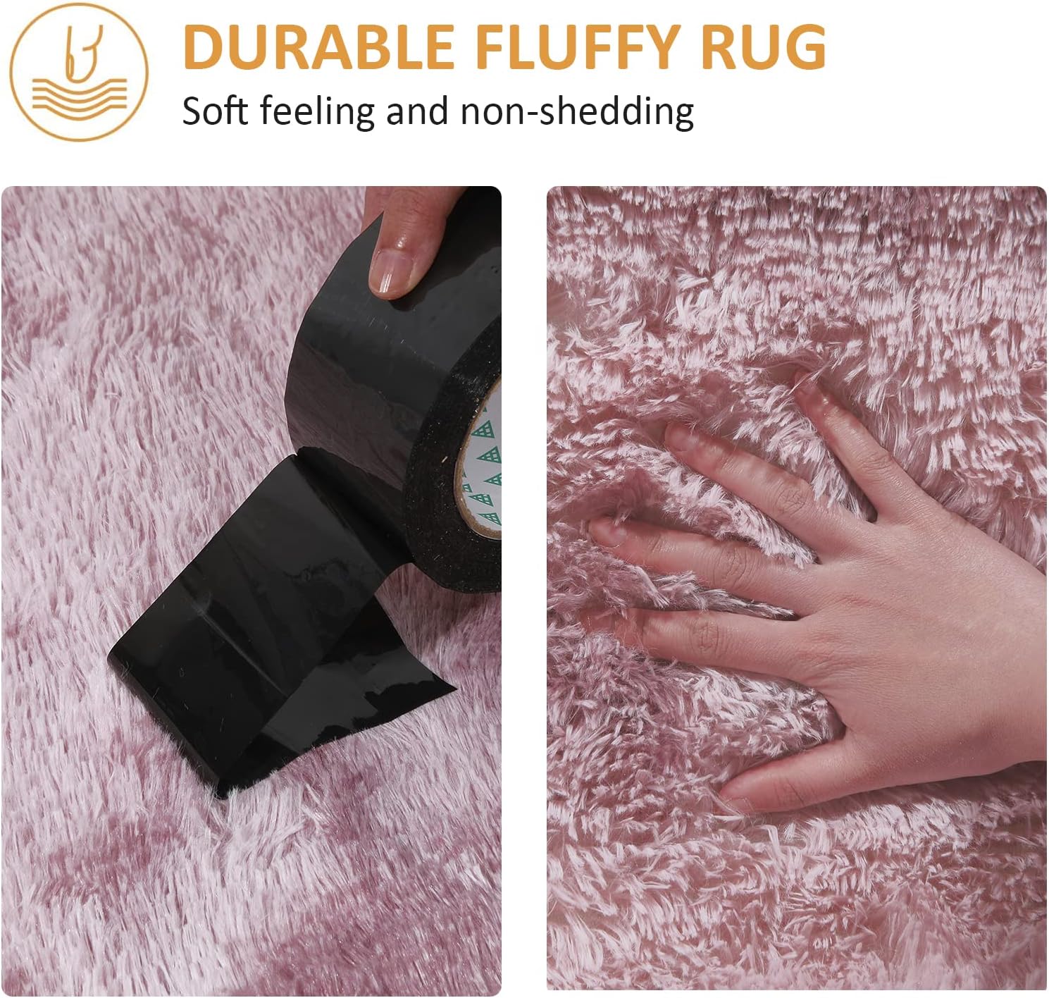 Detalle de Pauwer Zachte pluizige vloerkleden – roze shaggy tapijt, 80 x 160 cm