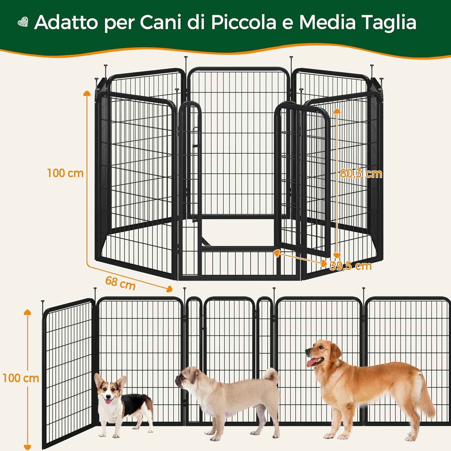 Detalle de Yaheetech Recinto per Cani e Animali - 8 Pannelli, 100,5 cm, Pieghevole e Portatile
