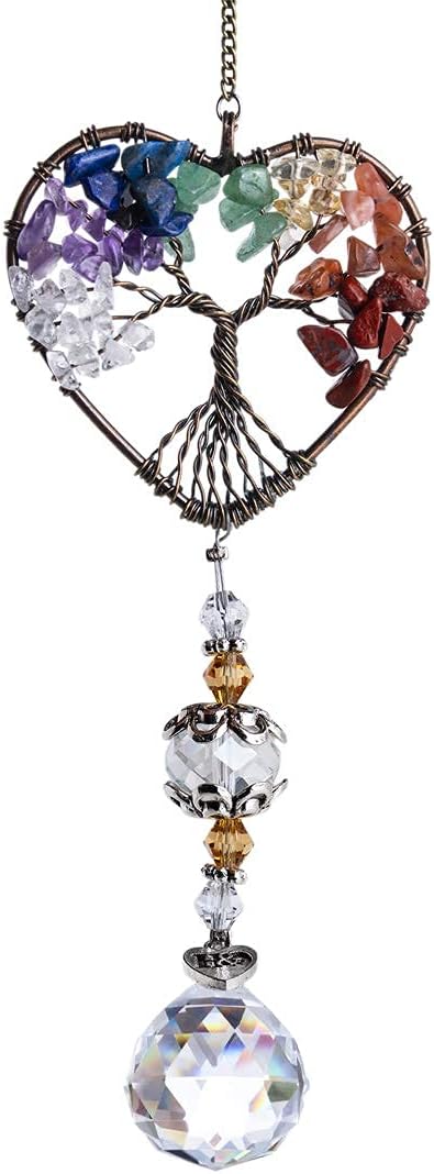 Detalle de H&D HYALINE & DORA Tree of Life Heart Crystal Suncatcher Pendant