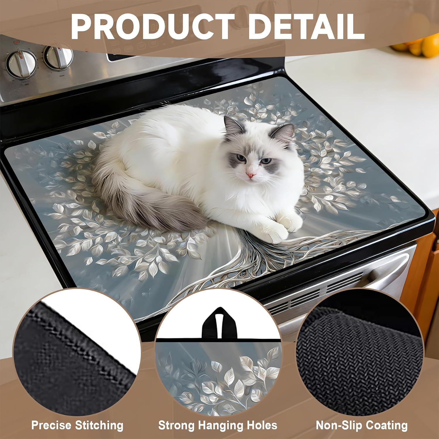 Detalle de AOHMPT STC Stove Cover Mat, Non-Slip Drying Mat, Colorful1, 28.5 x 20 Inch