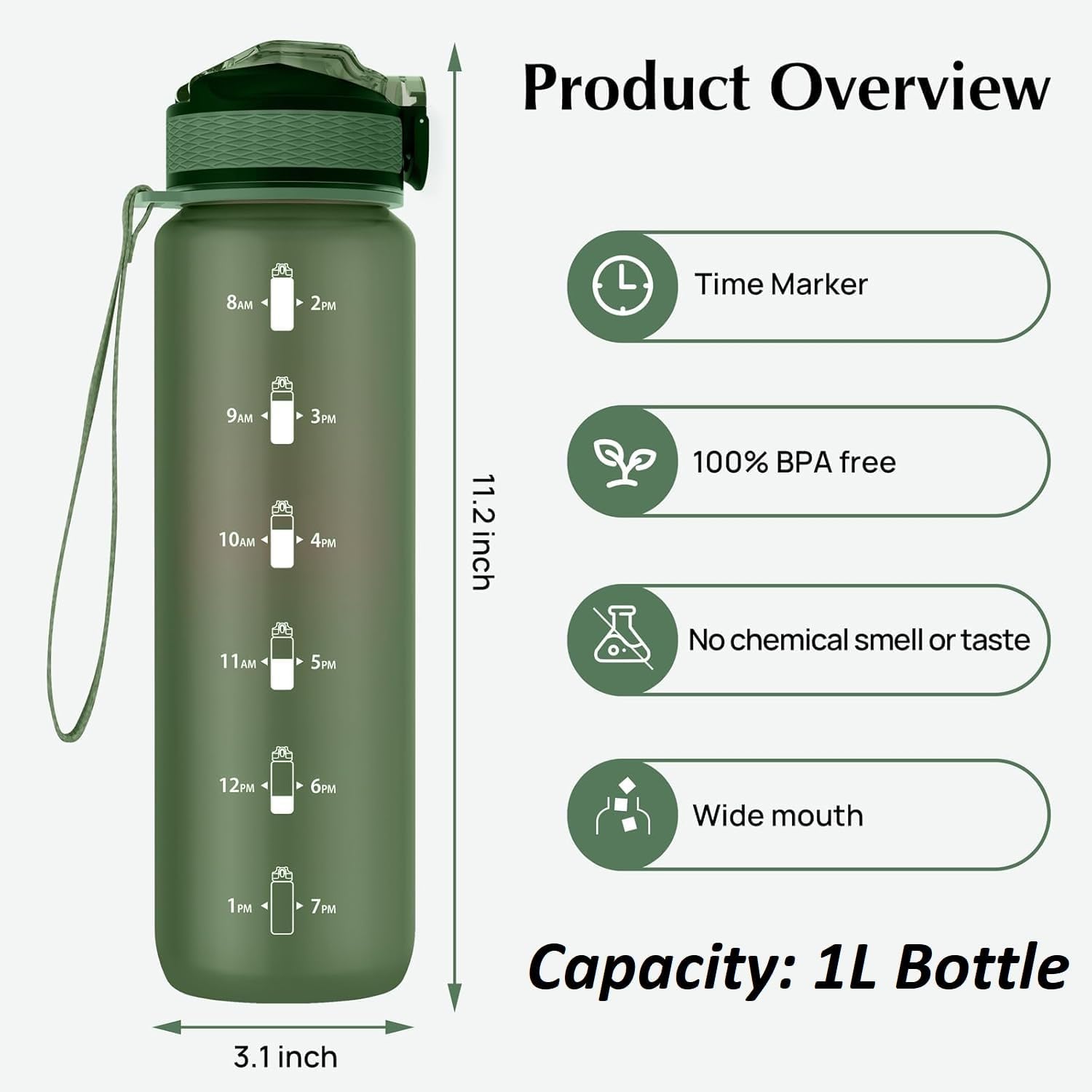 Thumbnail 1 de EYQ 1L Water Bottle with Straw 32oz Leak-Proof