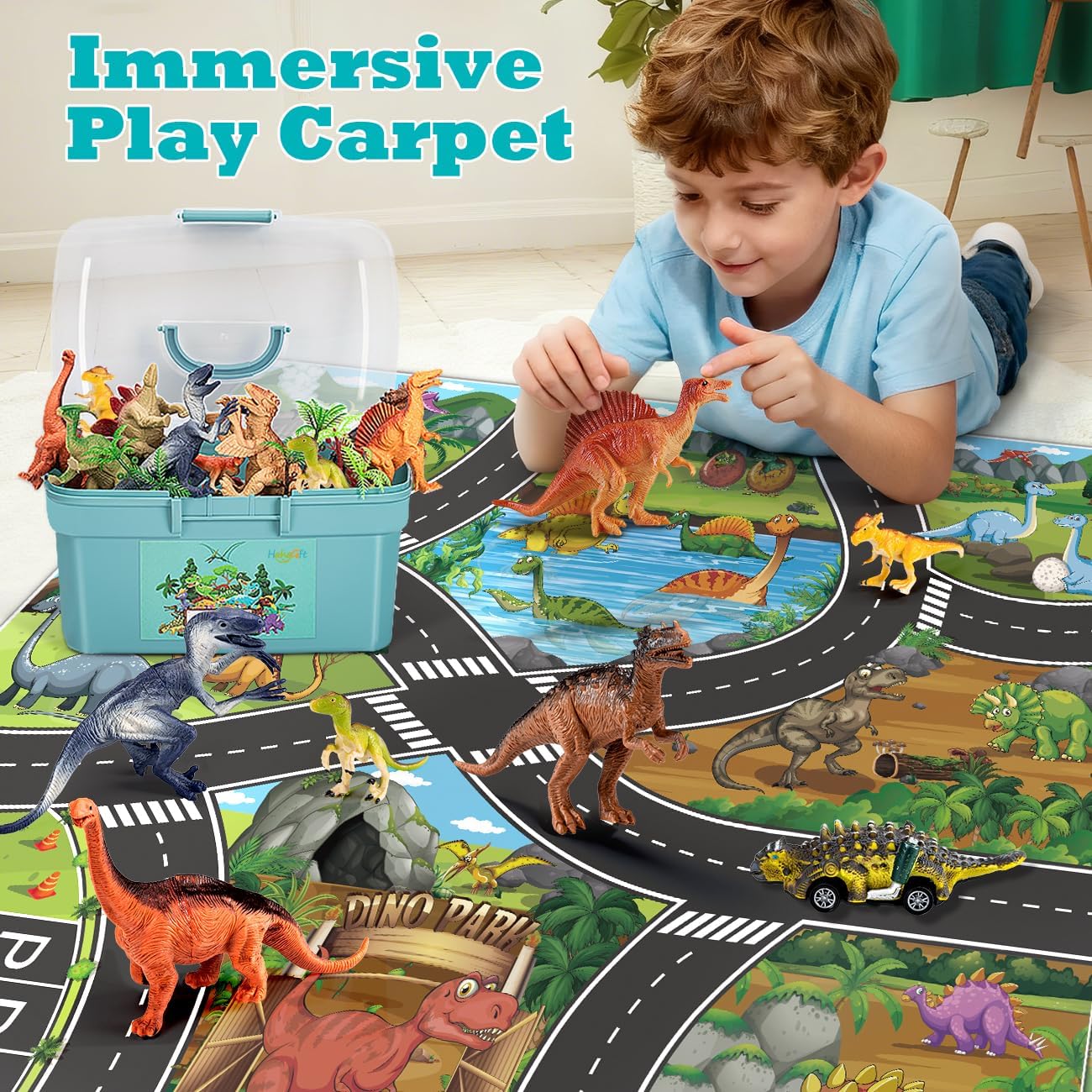 Detalle 2 de HahaGift 25 Pieces Dinosaur Toys 33x27 mat