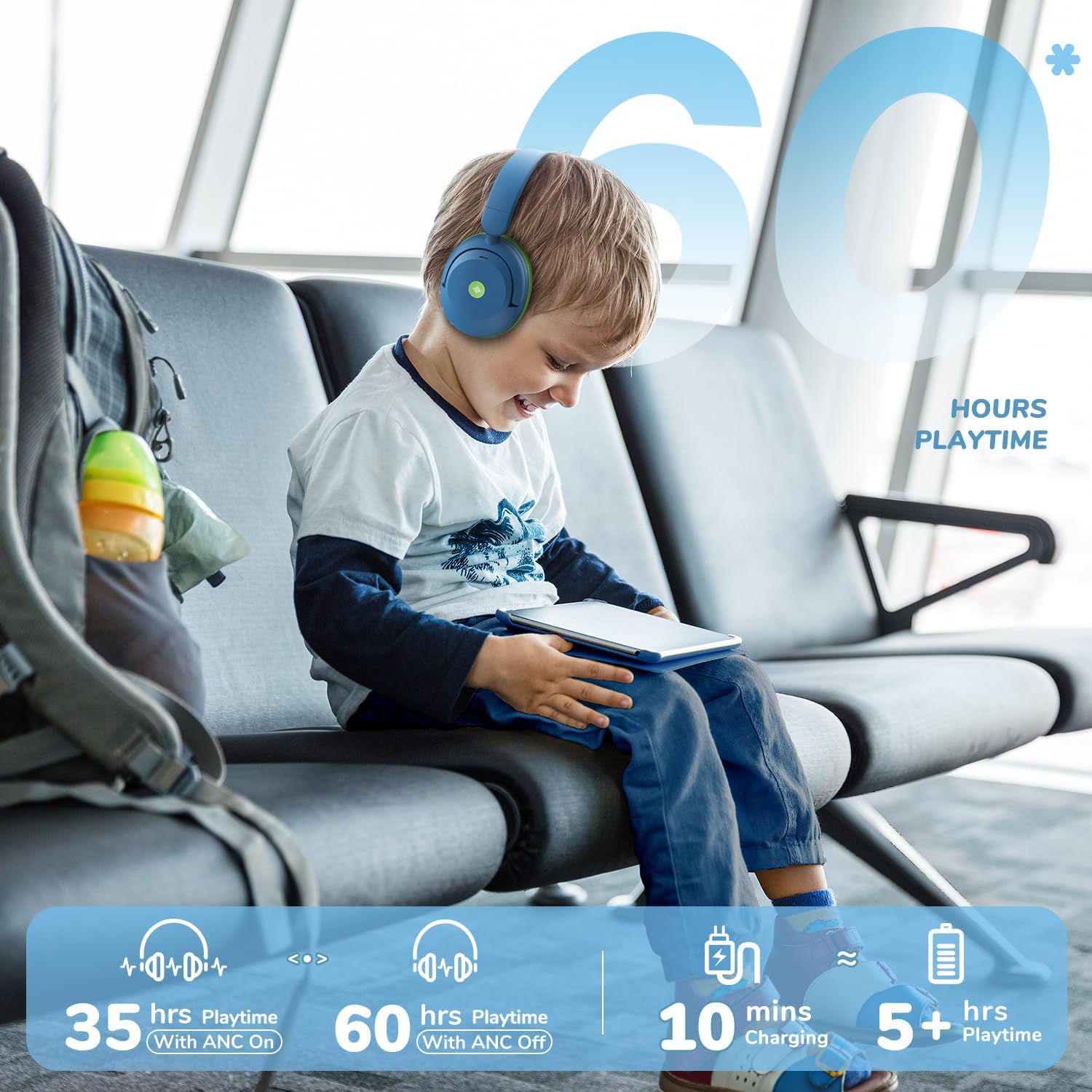 Detalle de iClever BTH20 Kids Wireless Headphones 60H