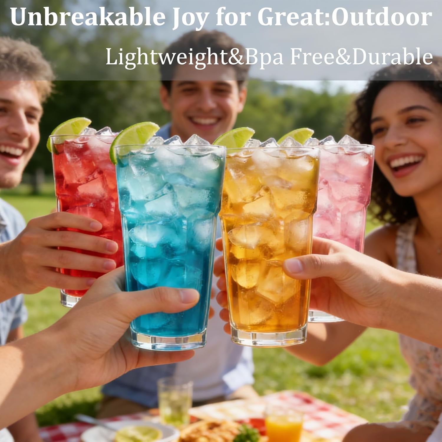 Detalle 2 de RAONEUS 4‑Pack Octagonal Shatterproof Plastic Tumblers, 405ml each