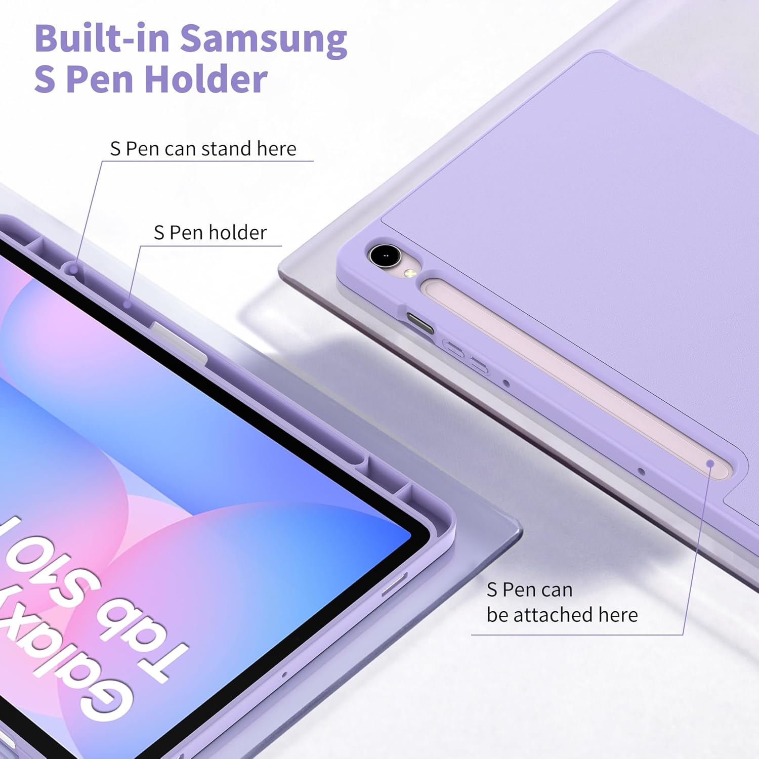 Thumbnail 4 de EasyAcc Hülle für Galaxy Tab S10 Lite/S10 FE 10.9" (2025) + S9 FE 10.9" / S9 11" – Ultra Dünn, S Pen Halter, Standfunktion, Blume Lila