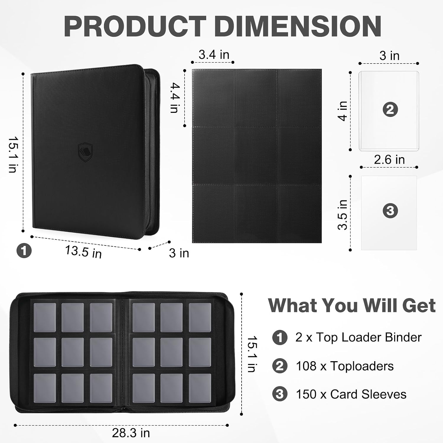 Detalle de Pemocyny Top Loader Binder 2 Pack, 9-Pocket Albums for 3" x 4" Toploaders