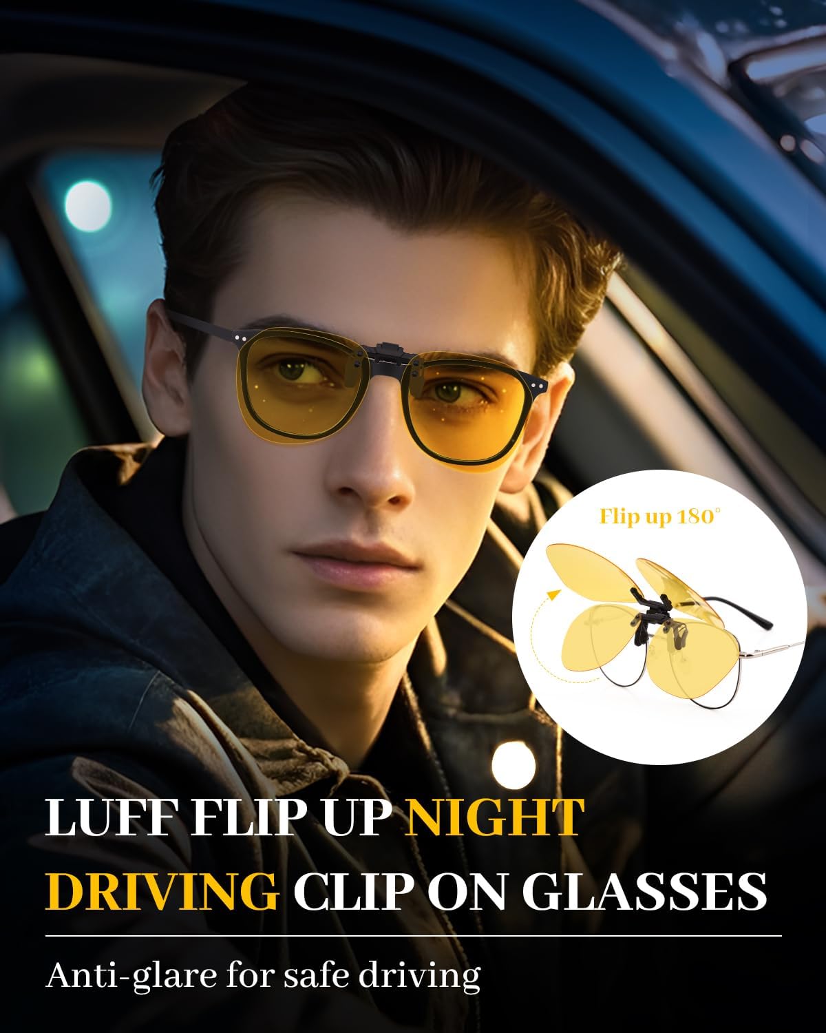 Thumbnail 1 de LUFF Clip-on Nachtsichtbrille mit Flip-Design und UV-Schutz – gelbe TAC-Gläser für Nachtfahrten
