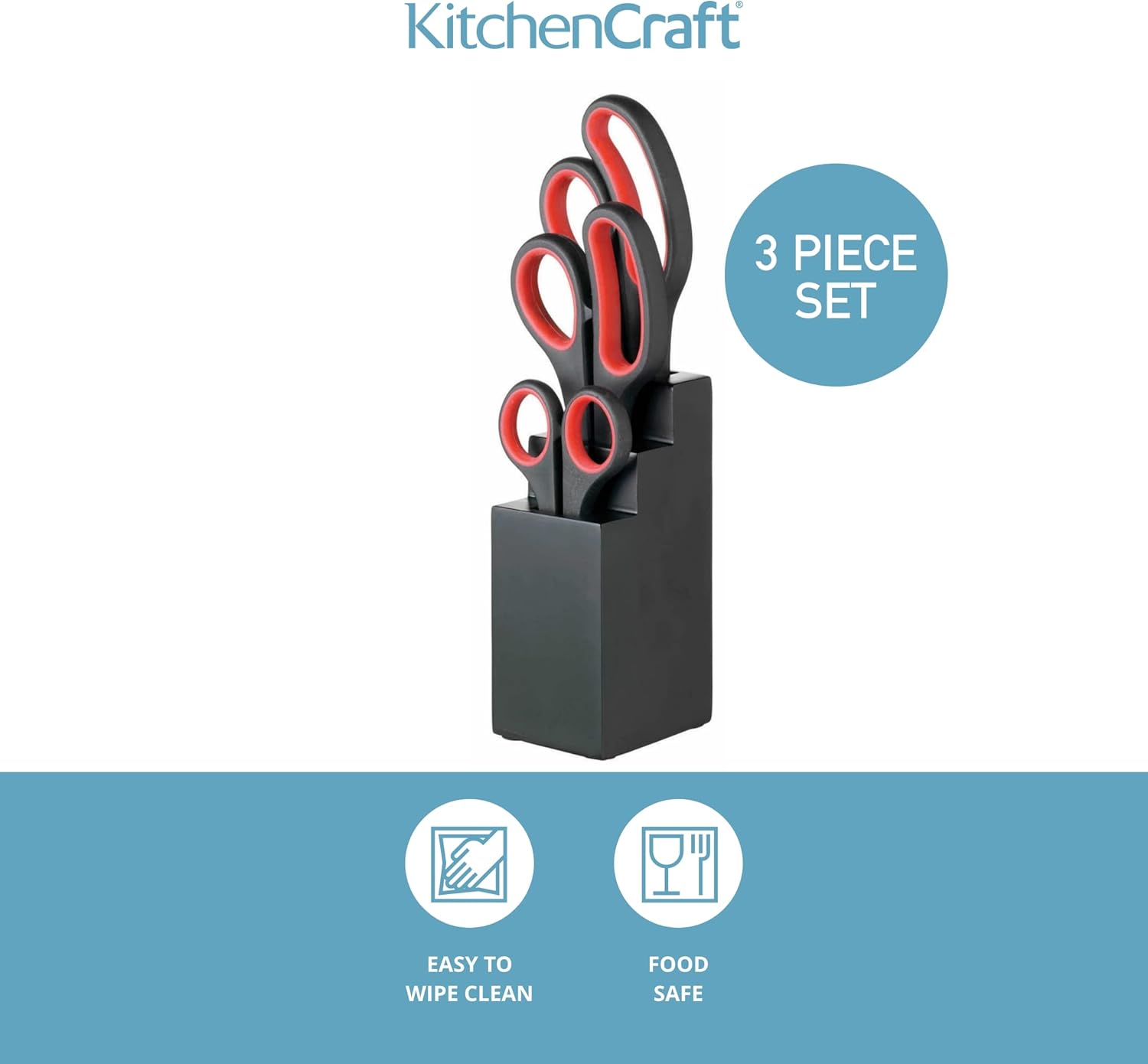 Thumbnail 1 de KitchenCraft ensemble de ciseaux de cuisine 3 pièces avec bloc de rangement