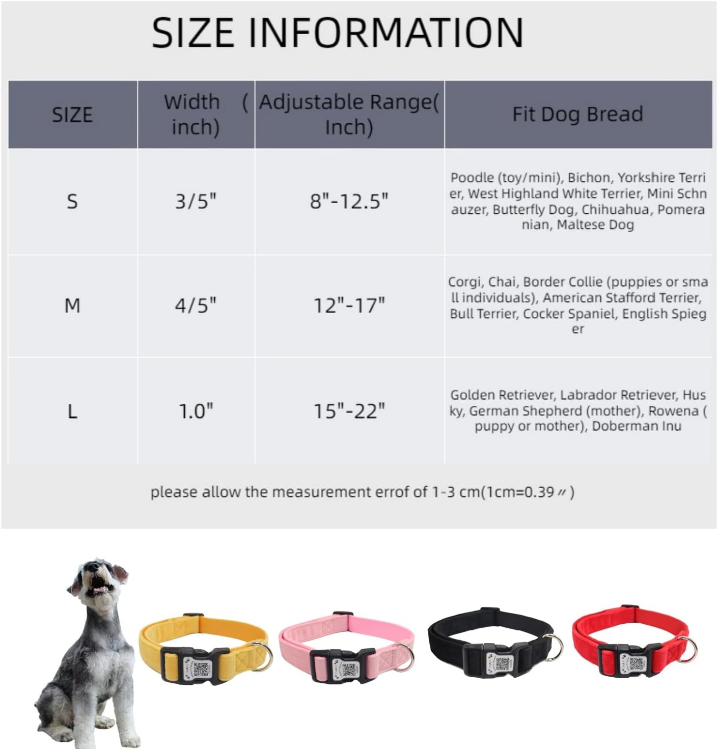 Detalle 2 de THAIN Smart QR Code Dog Collar (Nylon & Velvet) with Unique ID Registration, Adjustable Plastic Buckle – Medium (Black/Red/Pink/Yellow)