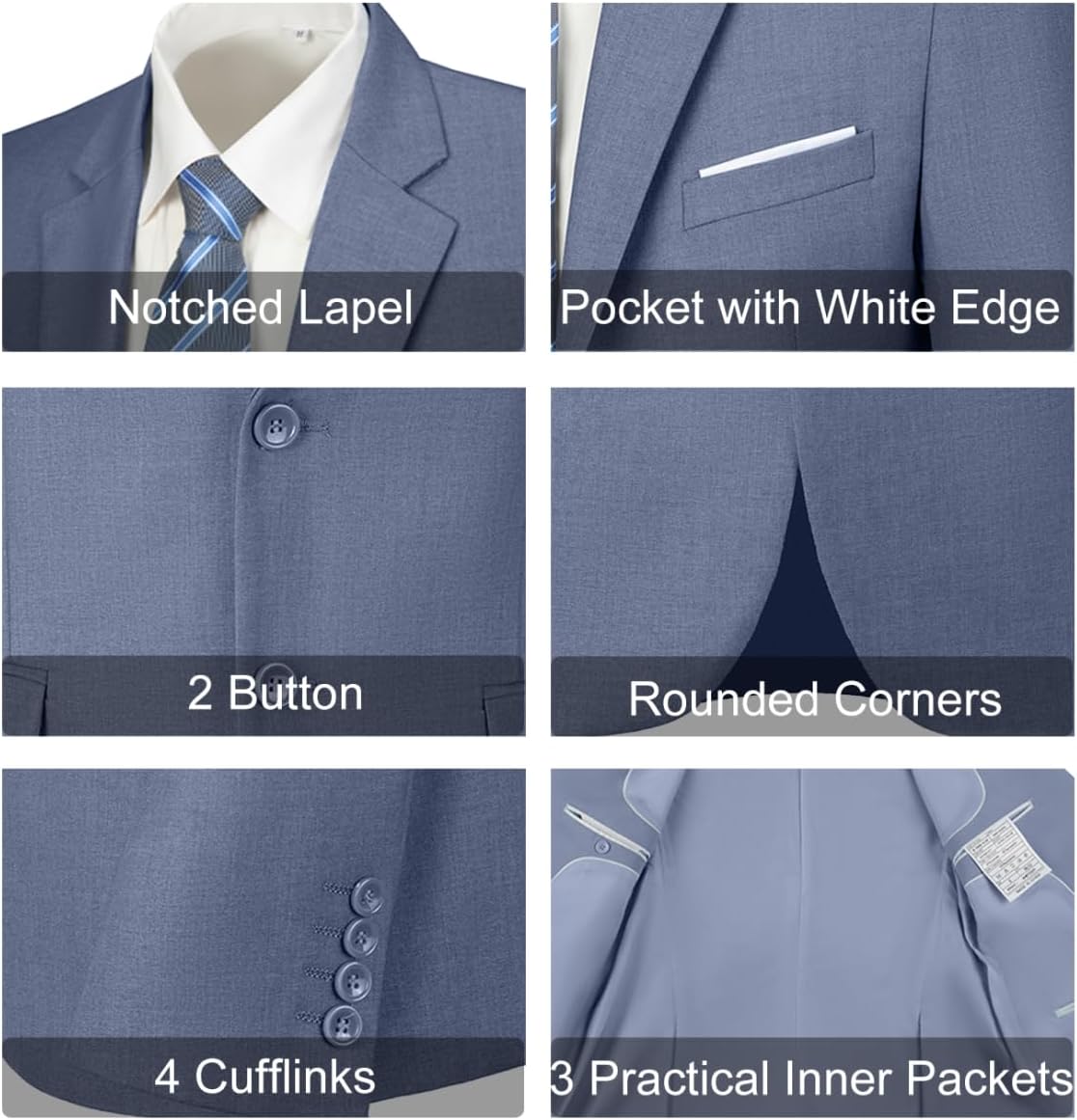 Thumbnail 2 de Lynerun Men’s 2-Piece Slim Fit Suit Set (Two-Button Jacket & Trousers)