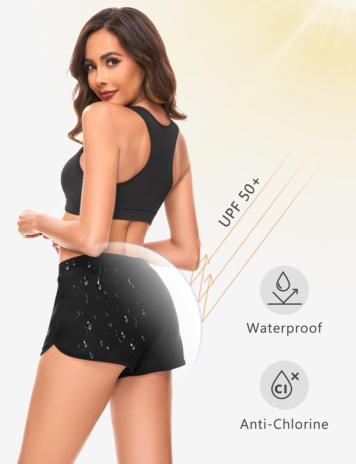 Detalle de Leovqn Period Swimwear Shorts: Leakproof Built-in Bikini Bottom for Teens