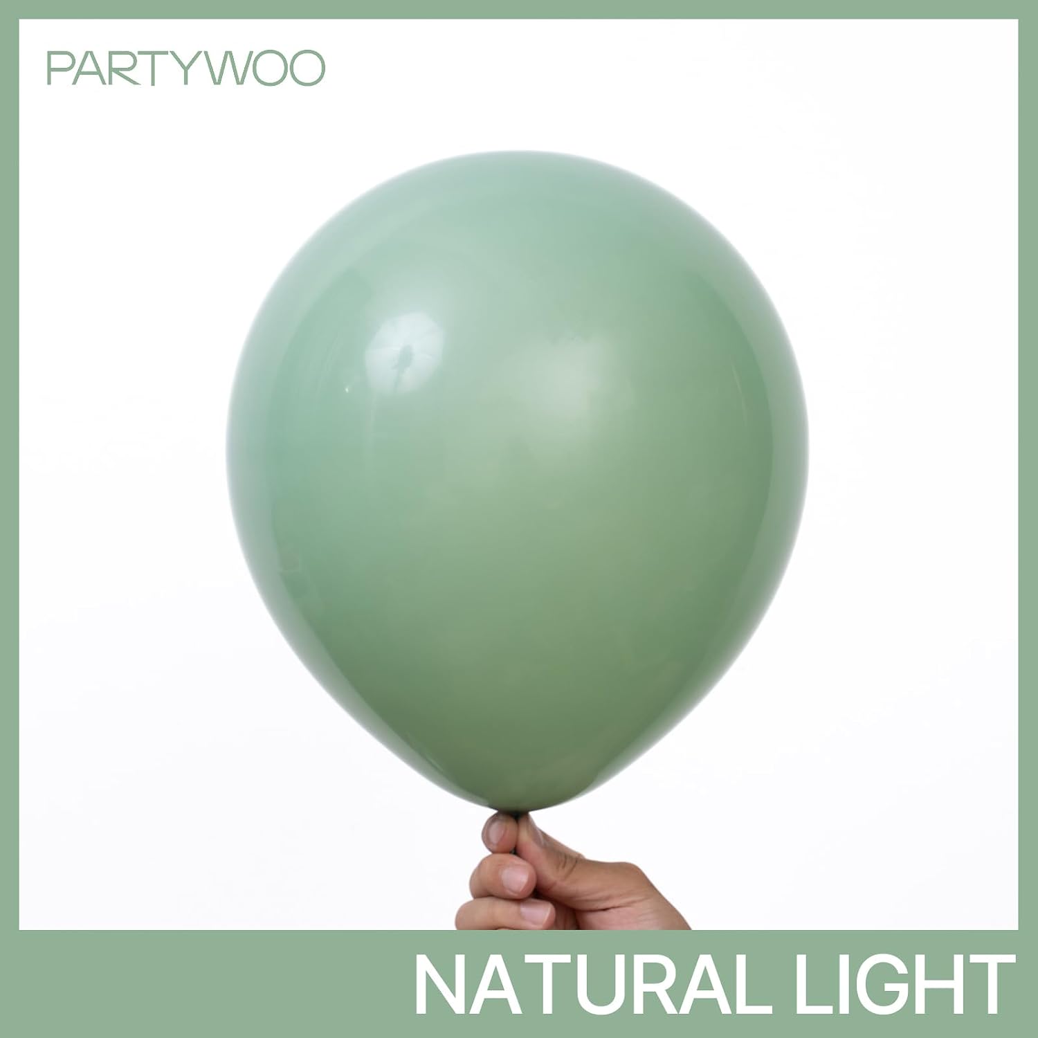 Detalle 2 de PartyWoo Sage Green Latex Balloons Kit (100 pcs, mixed sizes)