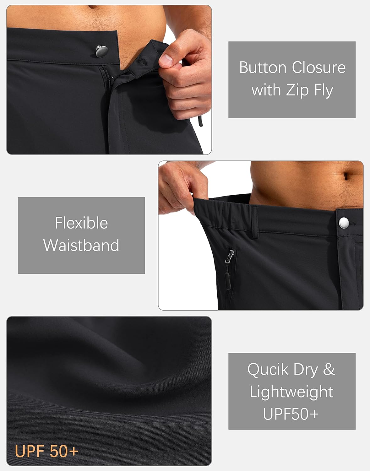 Thumbnail 5 de Pudolla Men's Hiking Cargo Shorts 9/7/11 Inch: Lightweight, 5-Zipper Pocket Comfort for Outdoor Adventures