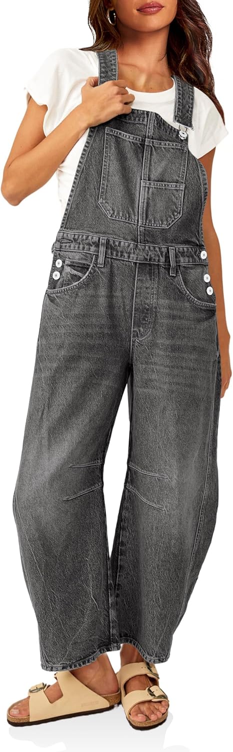 Detalle de PLNOTME Denim Bib Overalls Barrel Leg