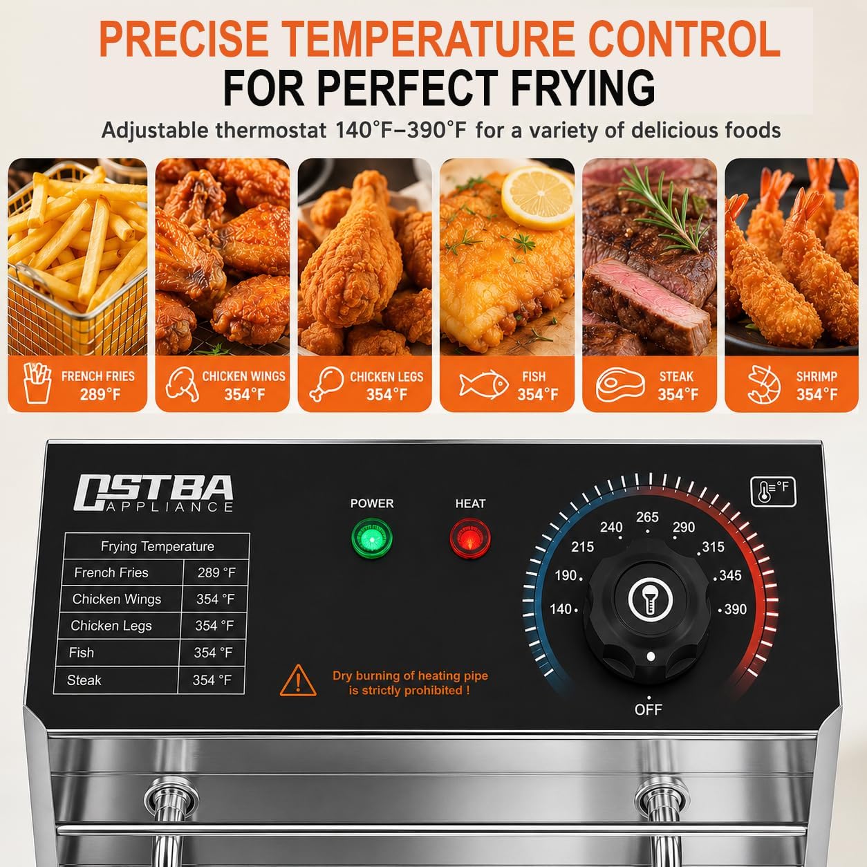 Detalle 2 de OSTBA Commercial Deep Fryer 20.7QT
