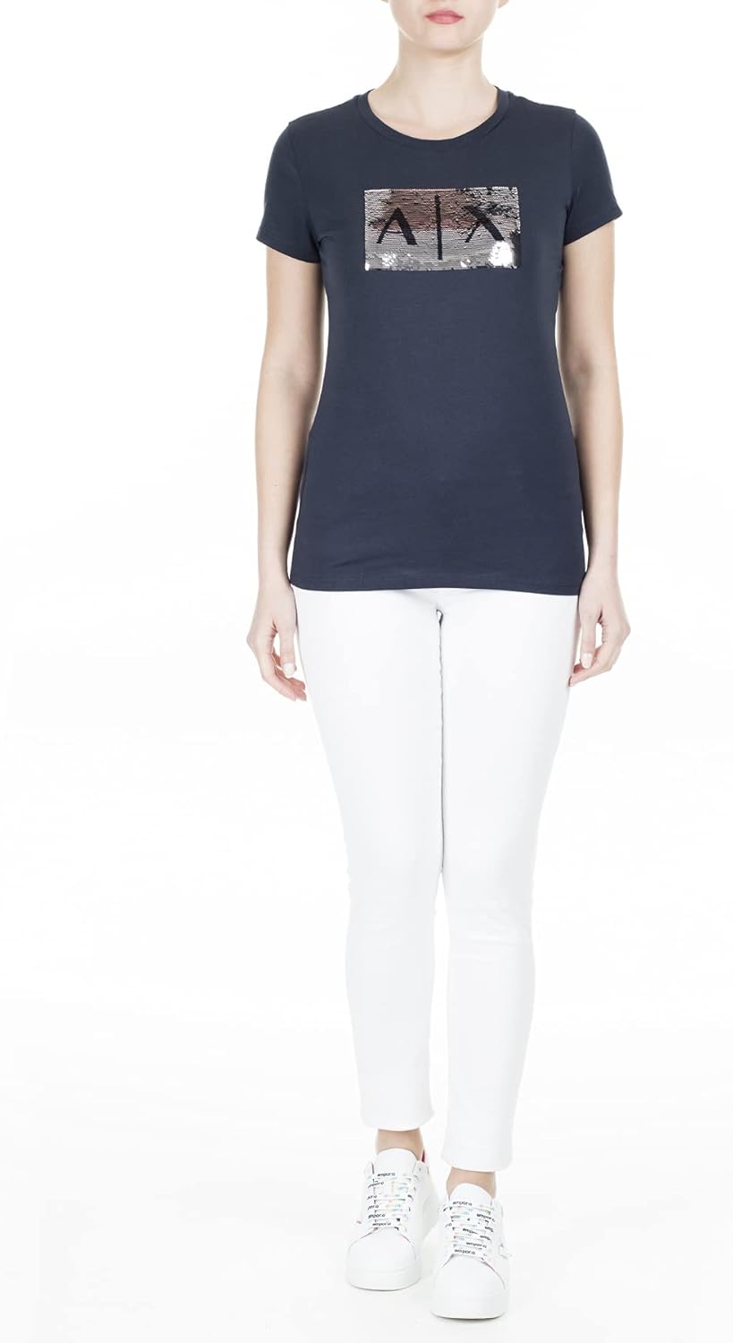 Thumbnail 5 de Armani Exchange 8NYTDLYJ73Z T-shirt Donna: vestibilità aderente e paillettes reversibili in 100% cotone