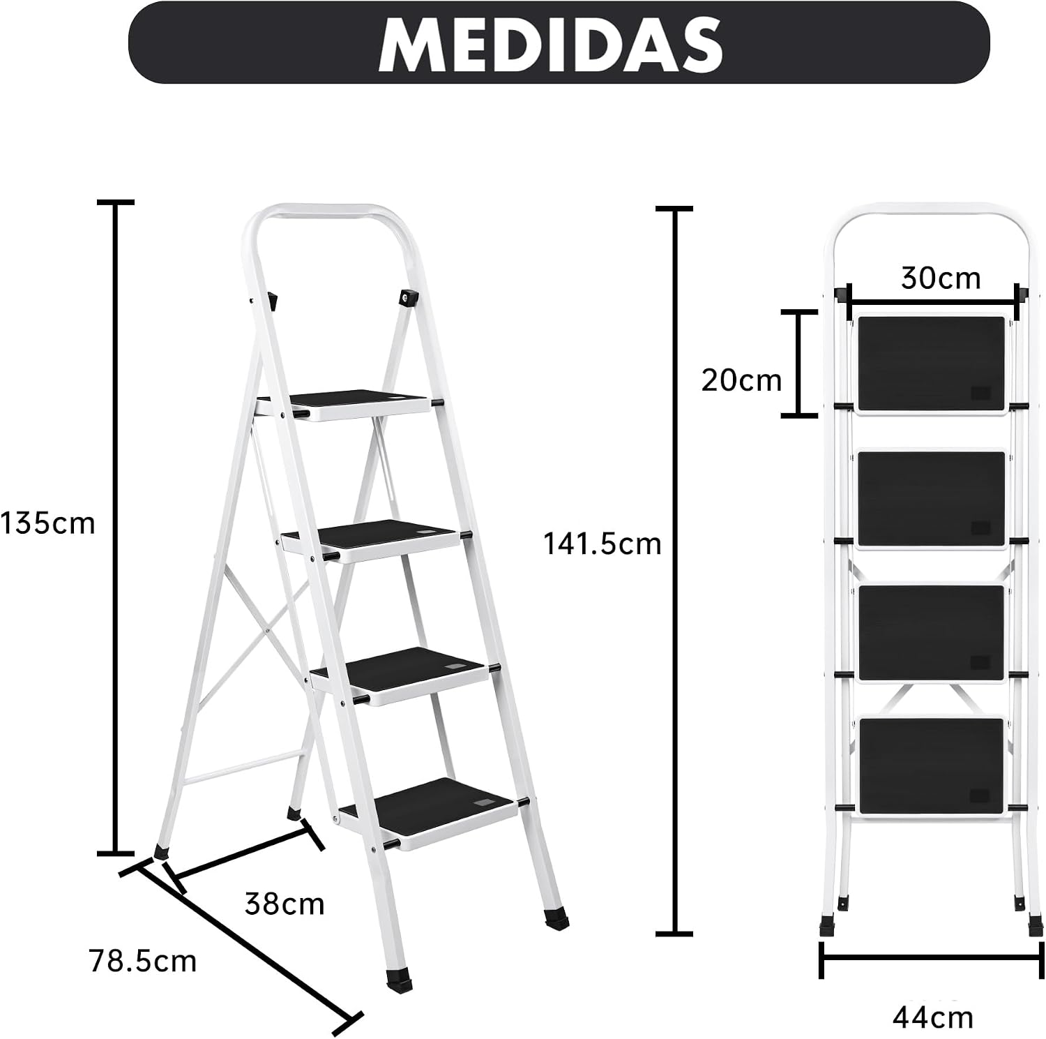 Thumbnail 1 de Escalera Plegable de 4 Peldaños de Acero de T-LOVENDO.ES