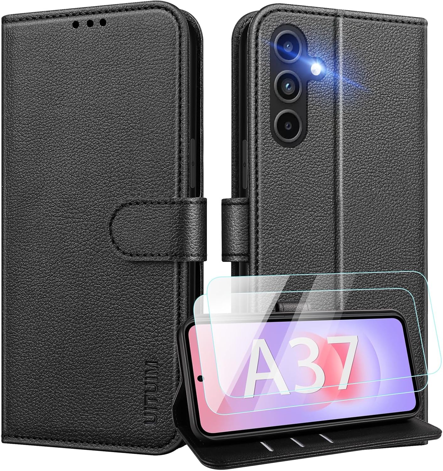 Detalle de UITUIM Leather Wallet Case with Screen Protector and Stand for Samsung Galaxy A37 5G