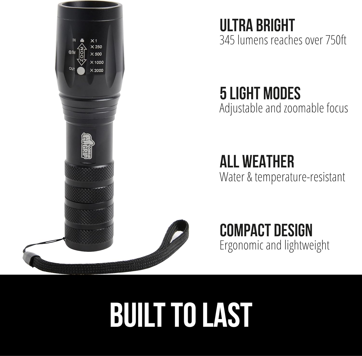 Detalle 2 de GORILLA GRIP LED Flashlight Aluminum Alloy