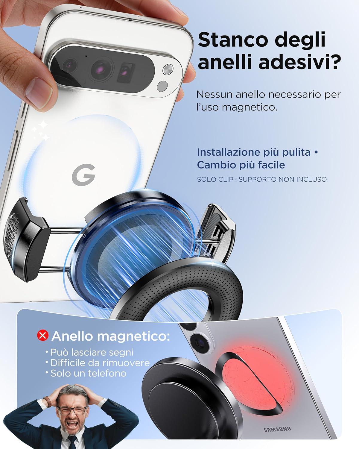 Thumbnail 4 de MSXTTLY Clip Porta Cellulare Auto VMag-GC 2026 magnetico: solo clip, senza anello adesivo