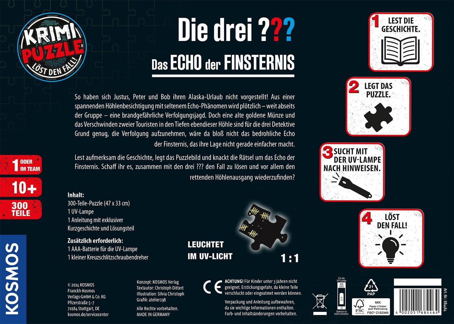 Detalle 2 de Die drei ??? Krimi-Puzzle – Das Echo der Finsternis (KOSMOS 684464)