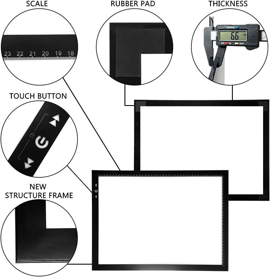 Thumbnail 2 de HSK A3 LED Artist Tracing Light Box with Lock Button (A3 Light Pad, Adjustable Brightness)