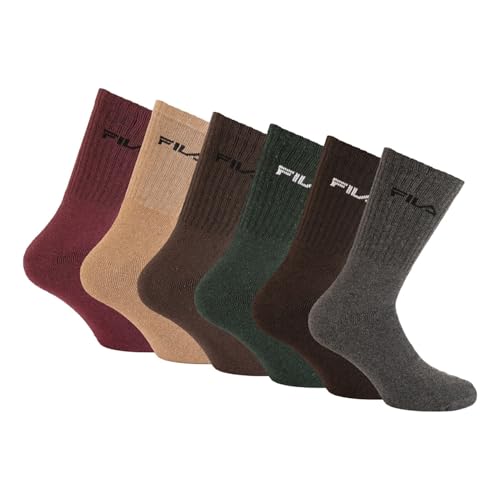 Detalle de Chaussette Homme Tennis – Lot de 6, FILA, Taille 43-46 (Gris/Marron/Bordeaux A)