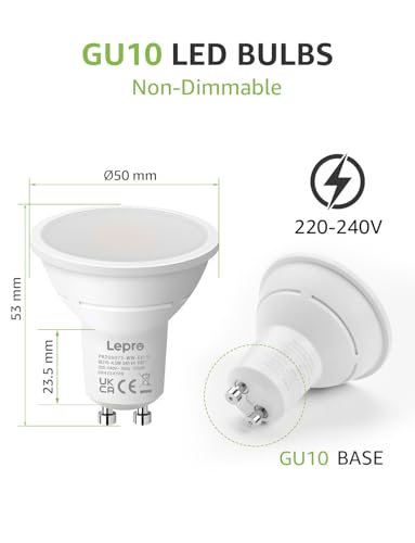 Detalle 2 de Lepro GU10 LED Bulbs, Warm White 2700K, 4.5W, 50W Equivalent, Pack of 5 by Lighting EVER