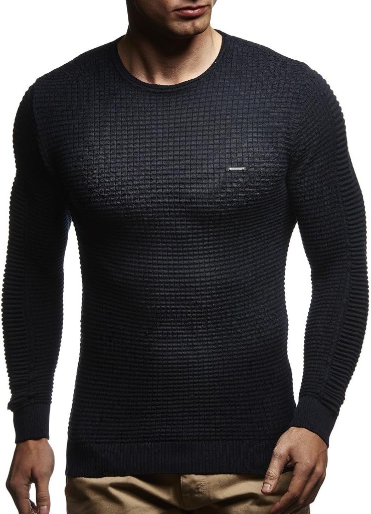 Detalle de Leif Nelson LN1545 – Pull à capuche en tricot pour homme, coupe ajustée