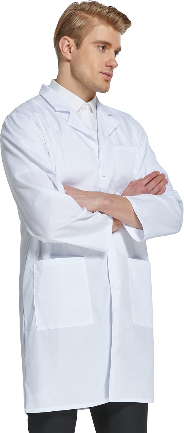 Thumbnail 5 de VOGRYE Men's White Lab Coat with 3 Pockets, 65/35 Blend, 41-Inch Length