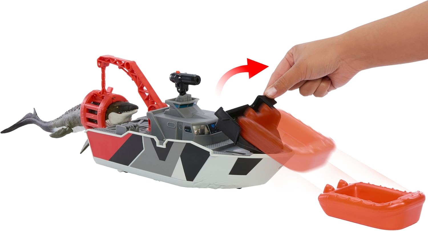 Thumbnail 4 de Matchbox Mosasaurus Rescue Boat 12.5" Playset