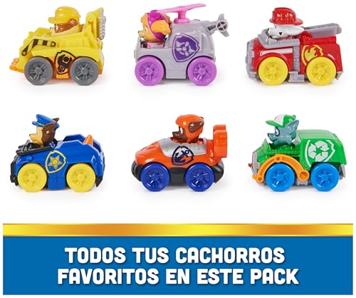Detalle de Paw Patrol Pup Squad Racers Pack: 6 coches de Patrulla Canina para niños