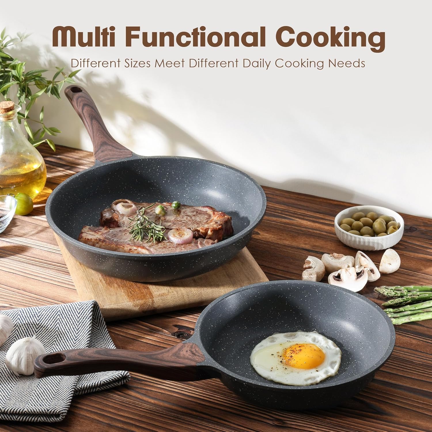 Thumbnail 4 de SENSARTE Nonstick Frying Pan Skillets (Swiss Granite Coating) 2-Pan Set, 8 & 10 Inch