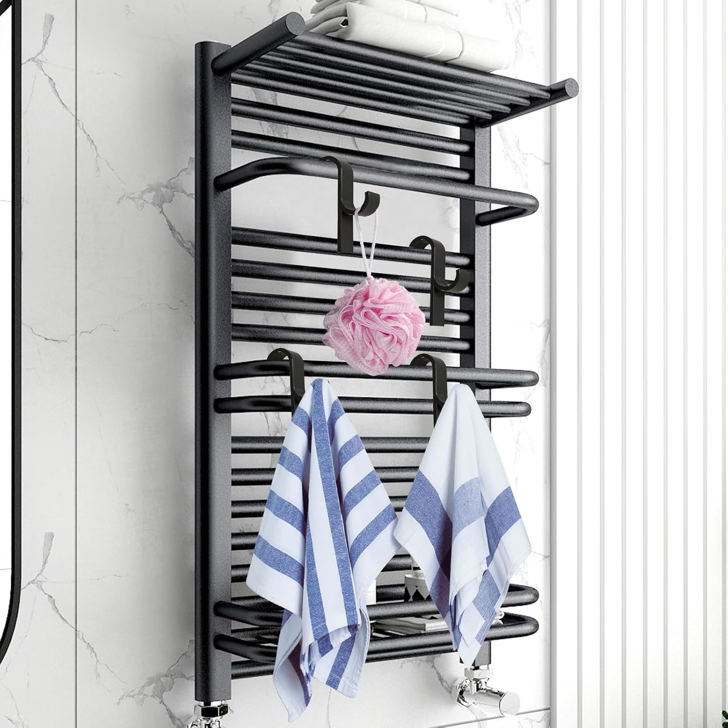 Detalle de Annickee 10 Pcs Towel Round Radiator Brackets Hooks for All Standard Radiators (Black)