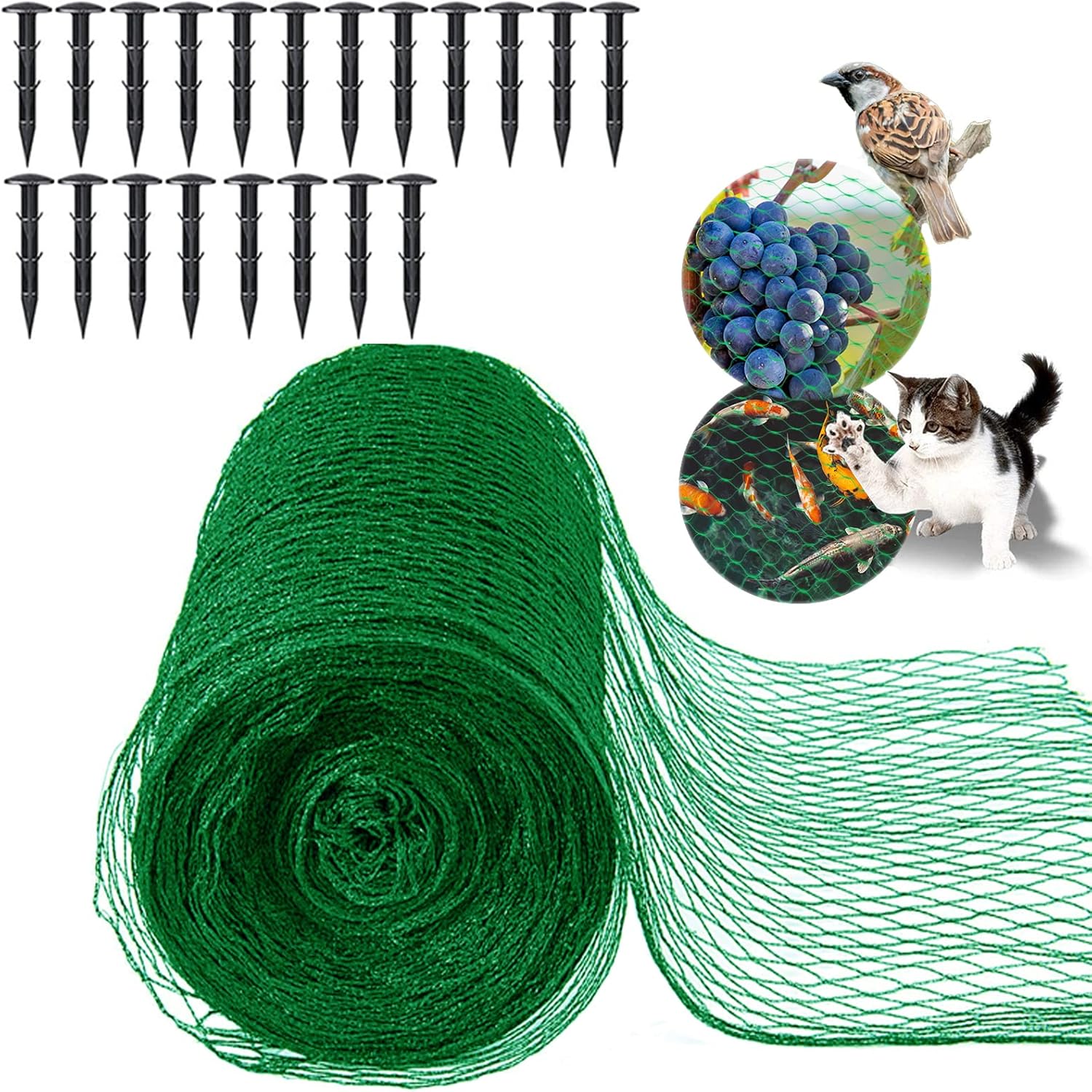 Detalle de MAYADUO Garden Netting for Plants, Fruit & Veg Patch – 4x12M Green Anti-Bird Netting Kit