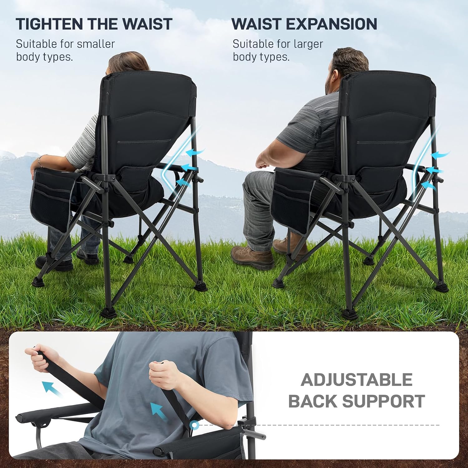Detalle 2 de EVER ADVANCED Oversized Folding Camping Chair 230kg
