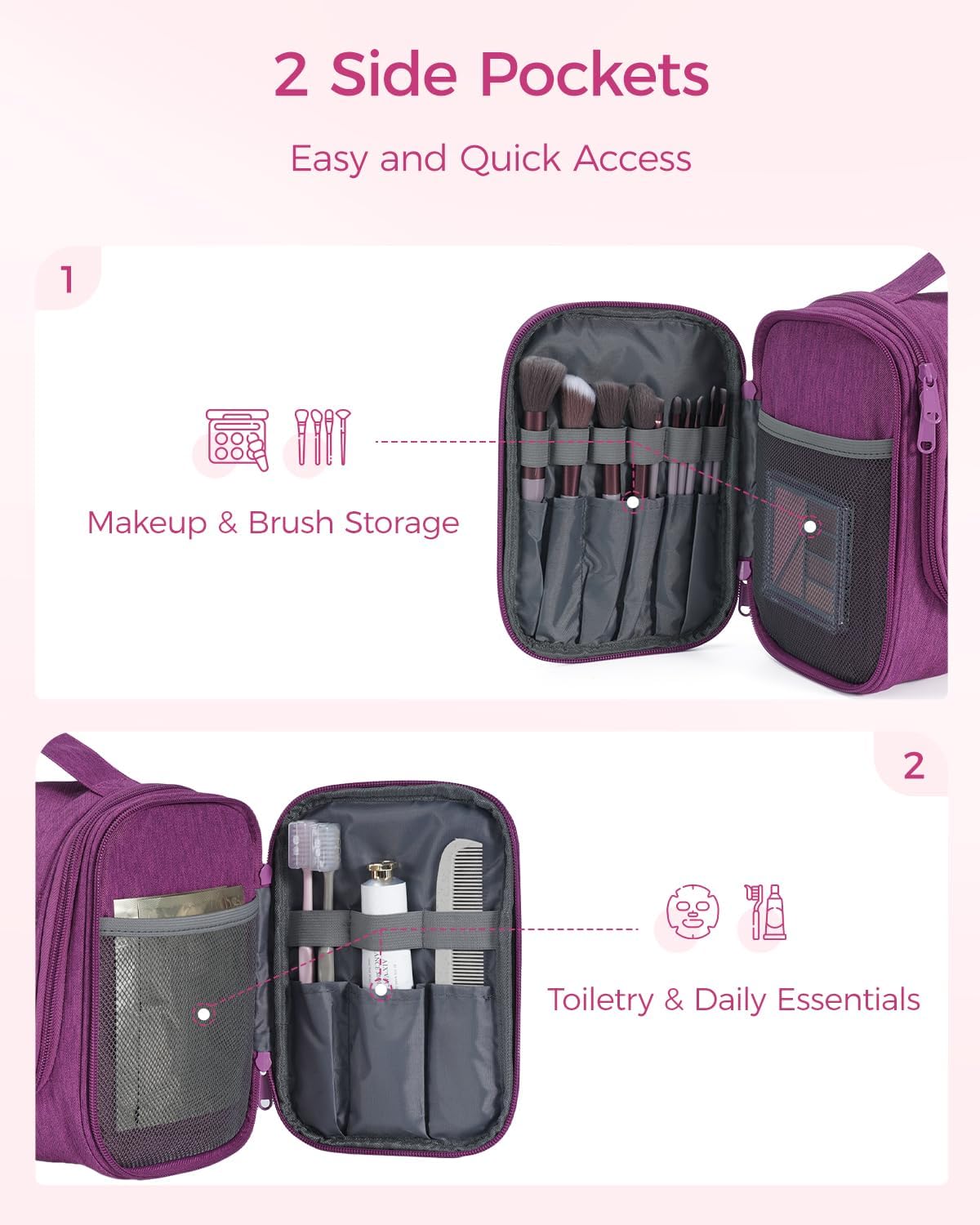 Thumbnail 2 de WANDF Borsa da toilette appesa: grande organizer da viaggio resistente all'acqua