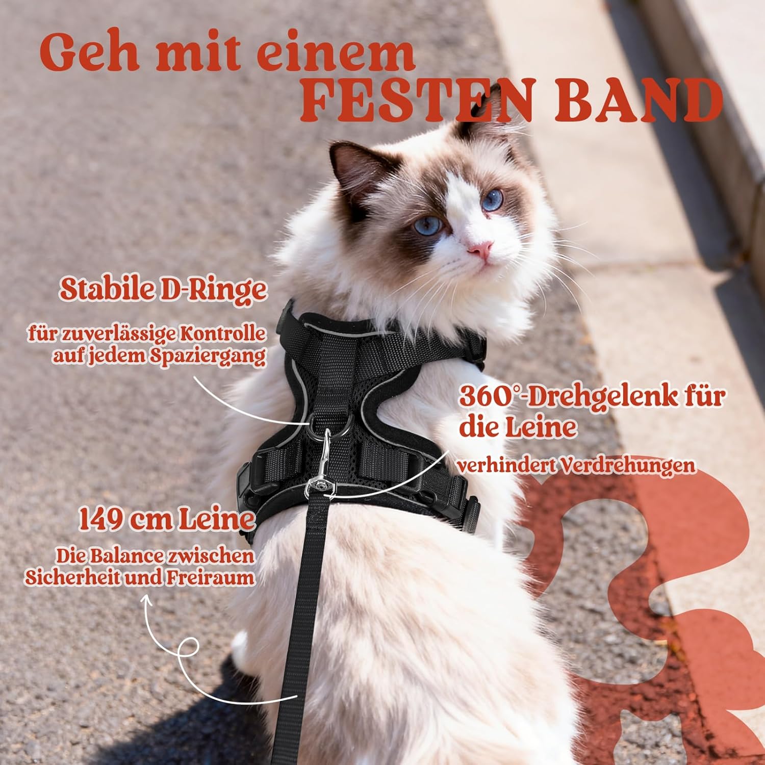 Thumbnail 4 de rabbitgoo Katzengeschirr Schwarz XS
