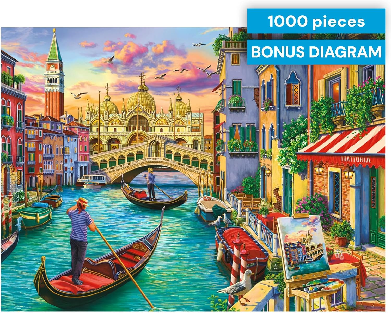 Detalle 2 de Buffalo Games Sights of Venice Image World 1000-Piece Jigsaw Puzzle (Made in the USA)