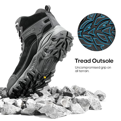 Detalle de NORTIV 8 Men's Waterproof Lightweight Walking Boots — Black, Size 9