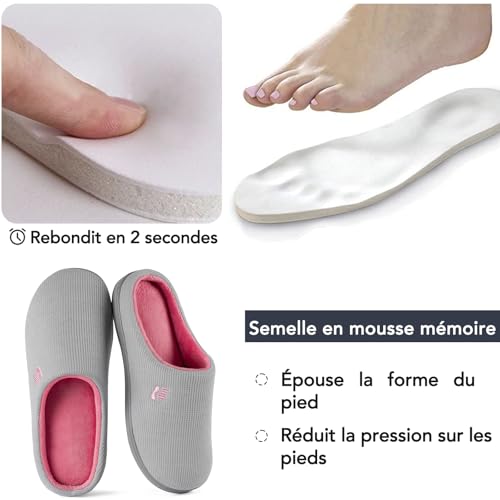 Thumbnail 6 de RockDove Chausson Original à Mémoire de Forme Deux Tons pour Femmes – Gris/Rose, EU 38/39