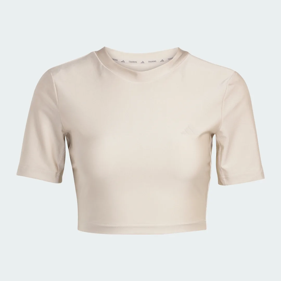 Detalle 2 de Camiseta brillante de entrenamiento Essentials de Adidas – Beige