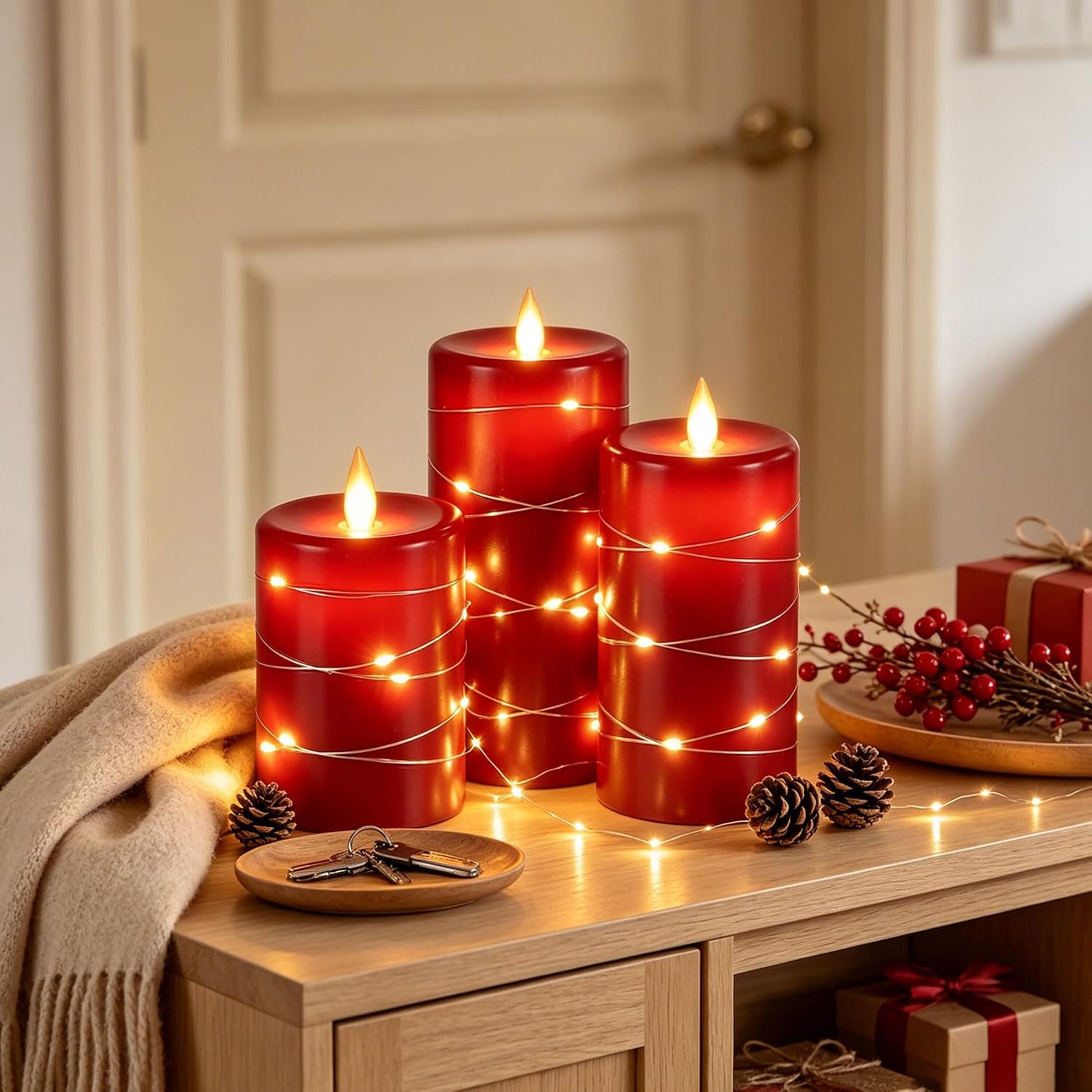 Detalle de Da by Candele LED Angolo di visione a 360 gradi con luci stellate – set da 3 candele a LED con telecomando