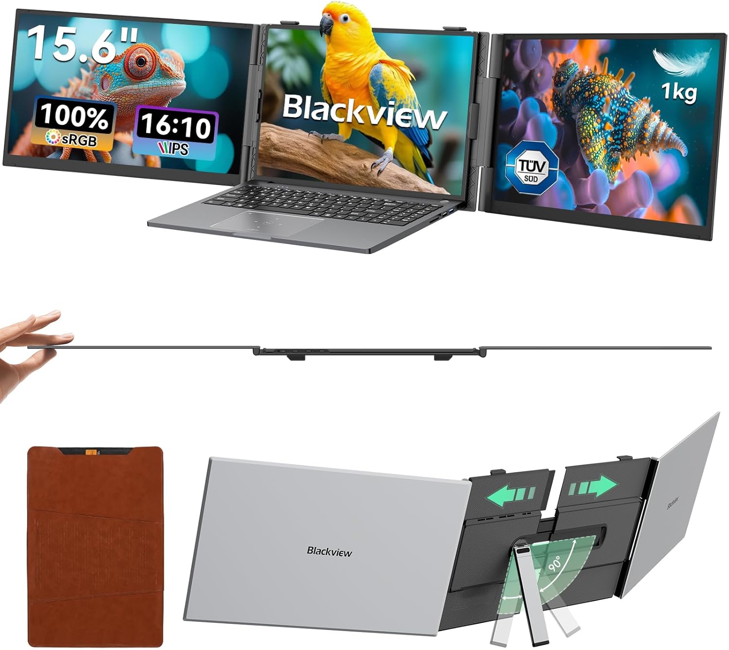 Detalle de Blackview DCM8 Dual 15.6" FHD IPS portable laptop screen extender (Ultra-thin 4.5mm, 1kg)