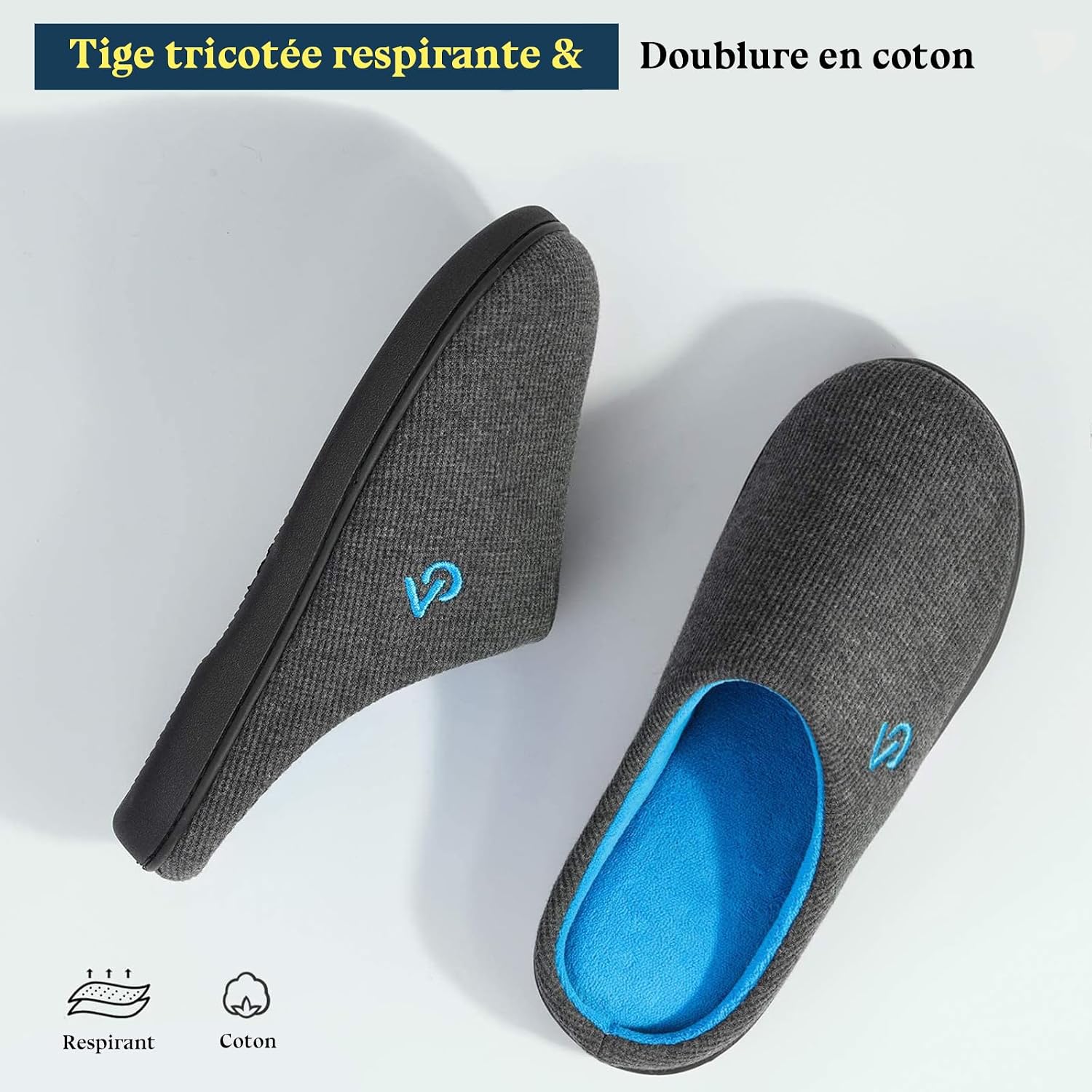 Thumbnail 4 de VeraCosy Hommes Chaussons mémoire de forme