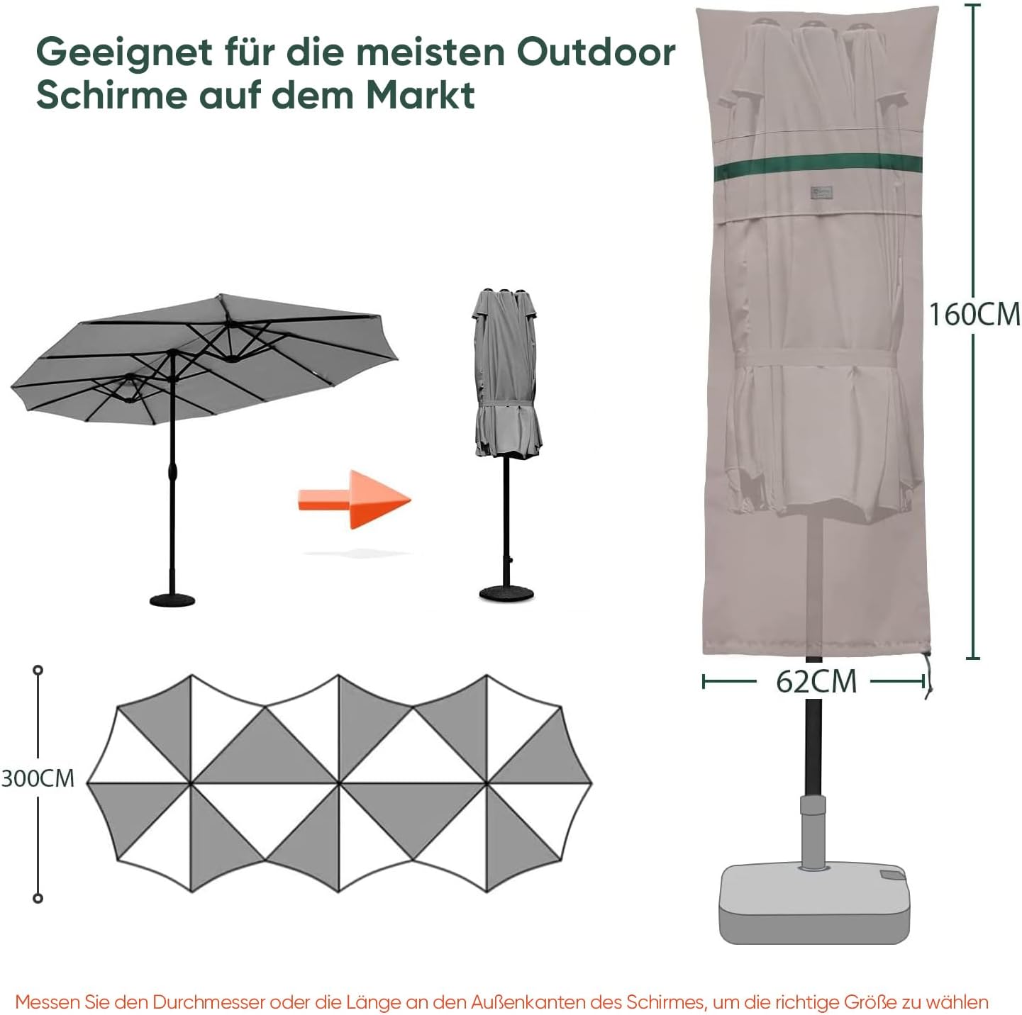 Thumbnail 2 de Sekey Housse Parasol 270x460 cm Kaki