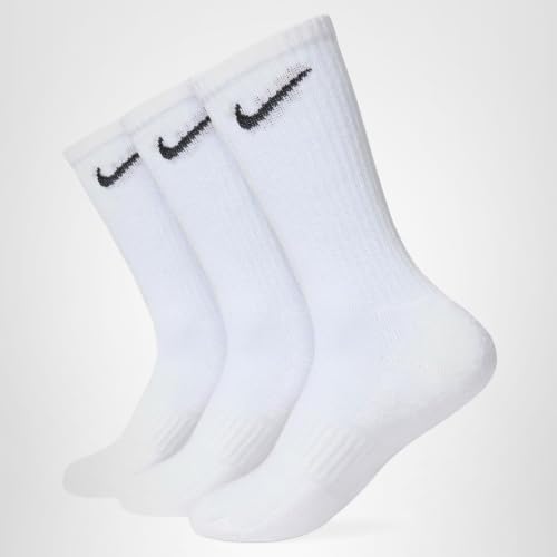 Detalle de Nike Mens Everyday Cush Crew Socks – 3 Pack, White/Black